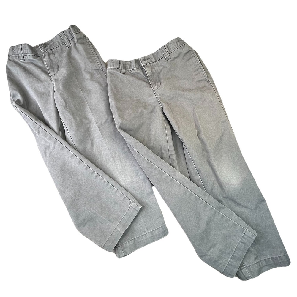 Lands End Boys Gray Pants Size 6 Adjustable Waist School Uniform Lot Of 2
